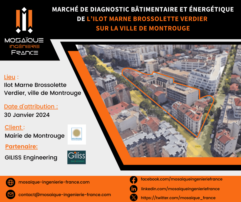 Nouvelle réalisation de Mosaïque Ingénierie France en partenariat avec GILISS Engineering pour le compte de la Mairie de Montrouge