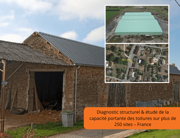 Diagnostic structurel & étude de la capacité portante des toitures sur plus de 250 sites – France