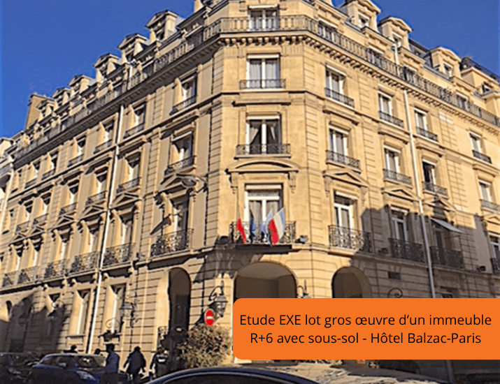 Etude EXE lot gros œuvre d’un immeuble R+6 avec sous-sol – Hôtel Balzac-Paris